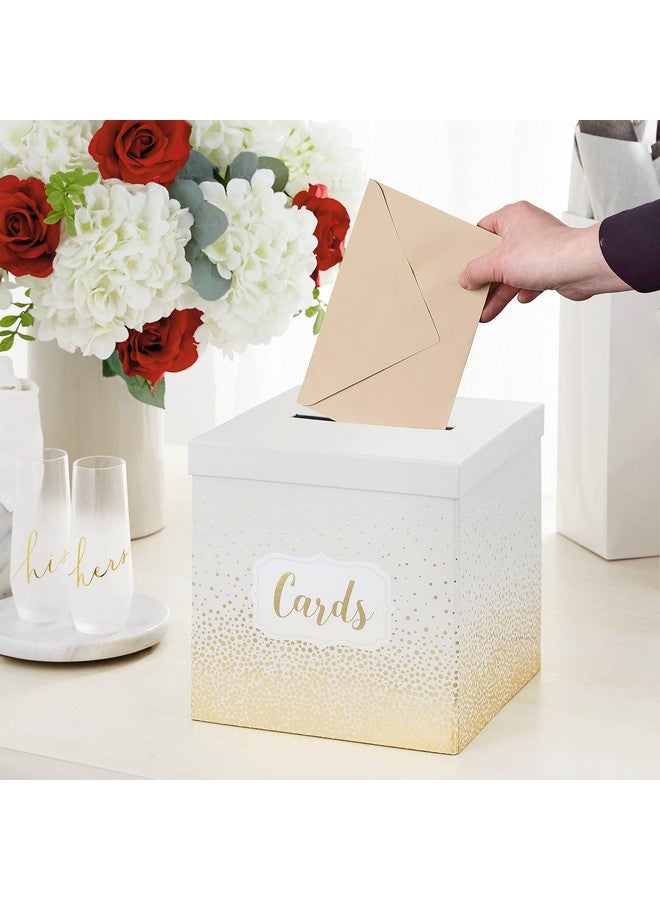 Hallmark 10" Elegant Card Receiving Box (Pearl and Gold Dots) for Weddings, Graduations, Retirements, Birthdays, Open Houses, Anniversaries - Image 2