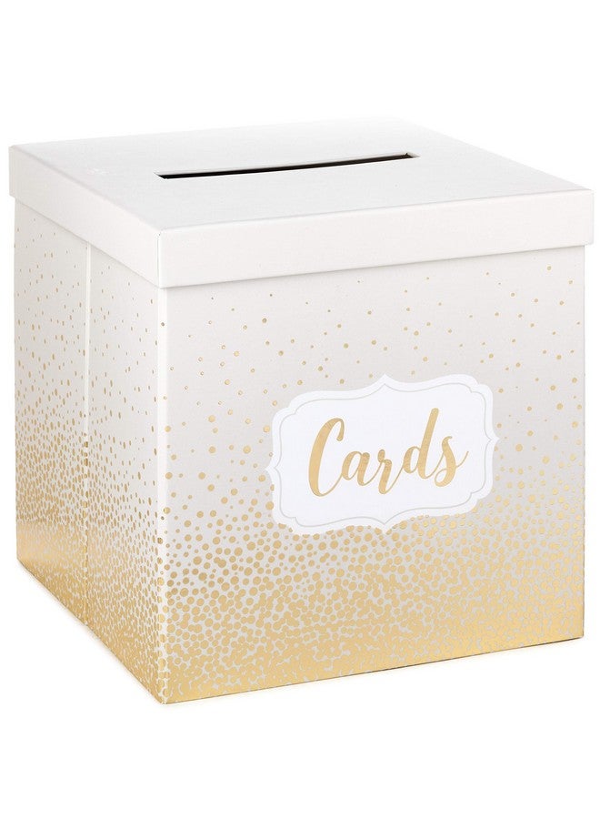 Hallmark 10" Elegant Card Receiving Box (Pearl and Gold Dots) for Weddings, Graduations, Retirements, Birthdays, Open Houses, Anniversaries - Image 1