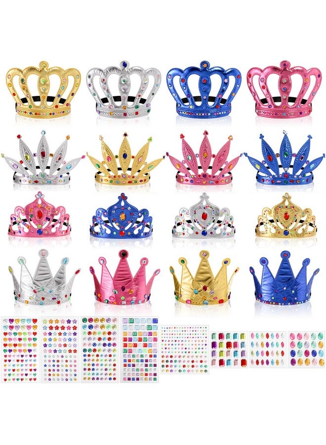 Frcctre 24 Pcs Foam Crowns Set, Diy Foam Princess Tiaras And Crowns, Make Your Own Crowns Set With Crystal Diamond Sticker Birthday Party Decoration Favor Supplies For Kids And Adults - Image 1