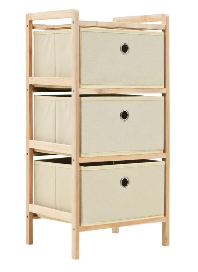 ATM - 3-Tier Wooden Storage Rack with Fabric Drawers – Compact Organizer for Home & Office - Image 1