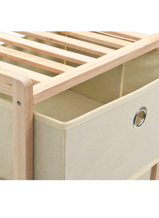 ATM - 3-Tier Wooden Storage Rack with Fabric Drawers – Compact Organizer for Home & Office - Image 1