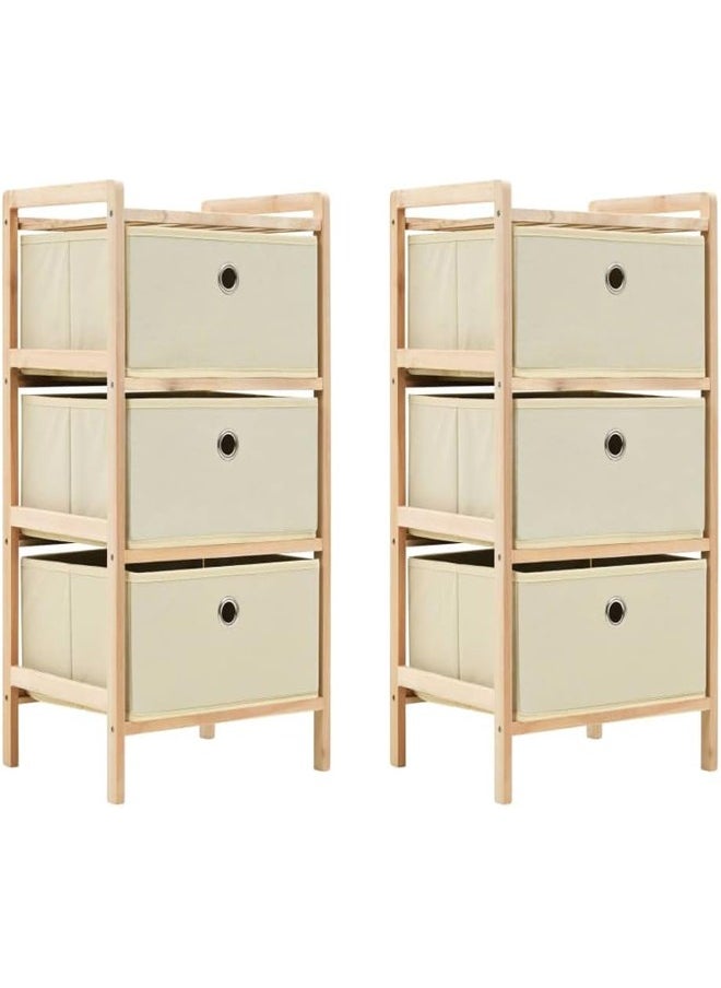 ATM - 3-Tier Wooden Storage Rack with Fabric Drawers – Compact Organizer for Home & Office - Image 1