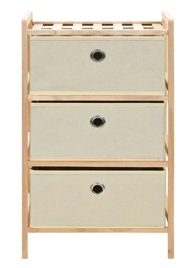 ATM - 3-Tier Wooden Storage Rack with Fabric Drawers – Compact Organizer for Home & Office - Image 1