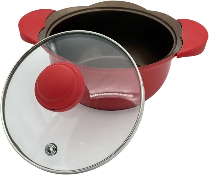 B&D Premium Red Casserole Dish with Glass Lid – 12cm Compact Cooking Pot with Heat Resistant Handles, Durable Construction for Even Heat Distribution, Ideal for Soups, Stews, Rice, Pasta, and Everyday Small Portion Cooking - Image 5