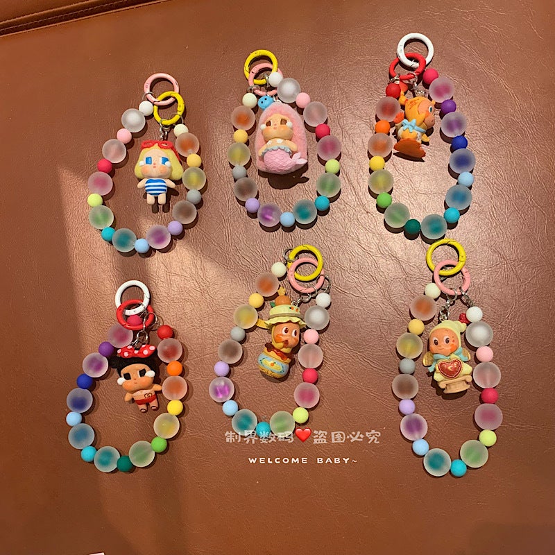 Rainbow Beaded Phone Strap Wristlet - Image 1