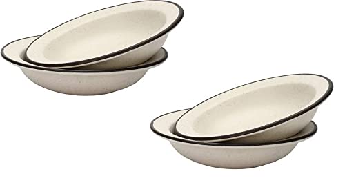 VolCraft™ Ceramic Hand-Painted Deep Pasta Plate| Soup Plate | Snack Plate | Size 7 inch |Microwave Safe, Oven Safe |Set of 4 Plates(White Marble Matte) - Image 1