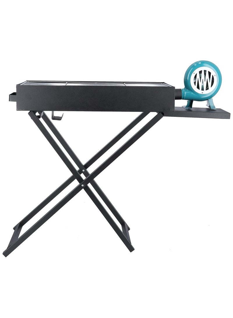 إسكدنيا شواية فحم قابلة للطي مع منفاخ - حامل شواء حديدي متين RF10354 للتخييم والنزهات والطهي في الهواء الطلق، م كباب محمول على الطاولة - Image 4