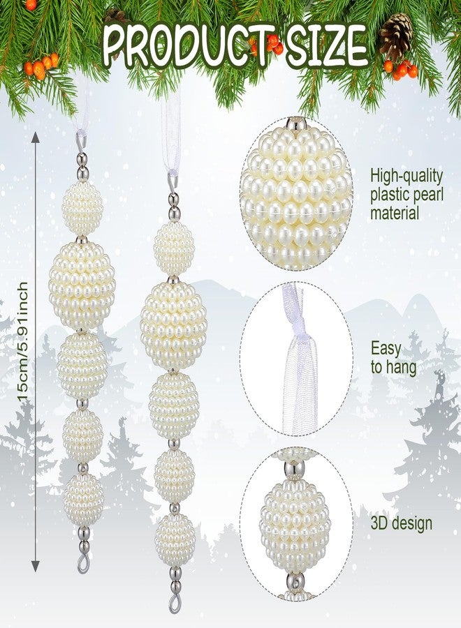 Giegxin 12 Pcs Christmas Pearls Decoration Pearl Ornaments for Christmas Tree Winter White Faux Pearls Drop Hanging Ornament Gifts for Indoor Home Xmas Tree Topper Branches Wreath Wedding Party Decor - Image 2
