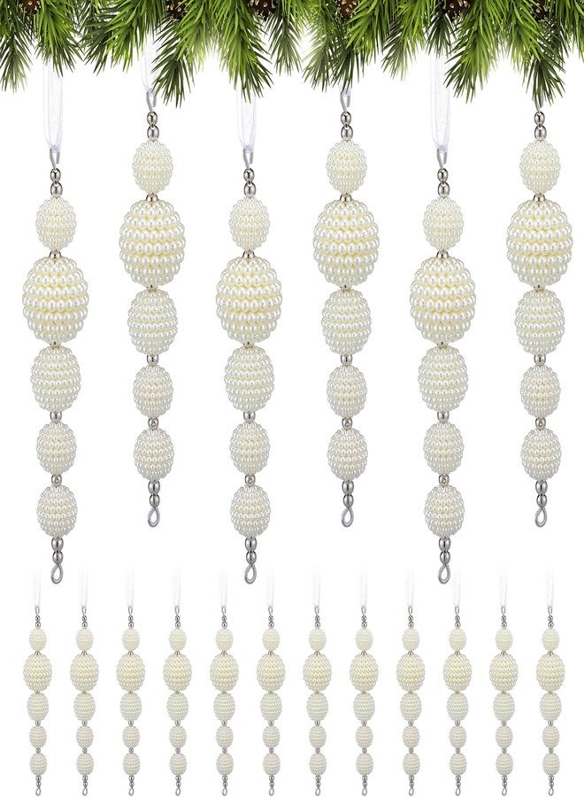 Giegxin 12 Pcs Christmas Pearls Decoration Pearl Ornaments for Christmas Tree Winter White Faux Pearls Drop Hanging Ornament Gifts for Indoor Home Xmas Tree Topper Branches Wreath Wedding Party Decor - Image 1