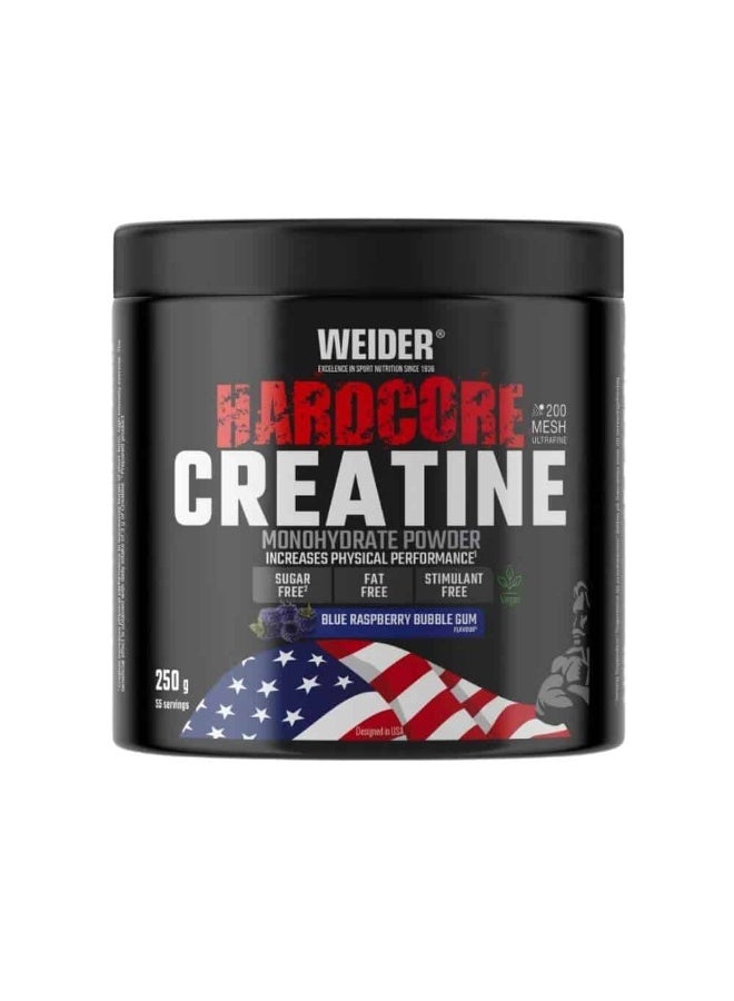 WEIDER HARDCORE CREATINE MONOHYDRATE 250G BLUE RASPBERRY BUBBLE GUM FLAVOR