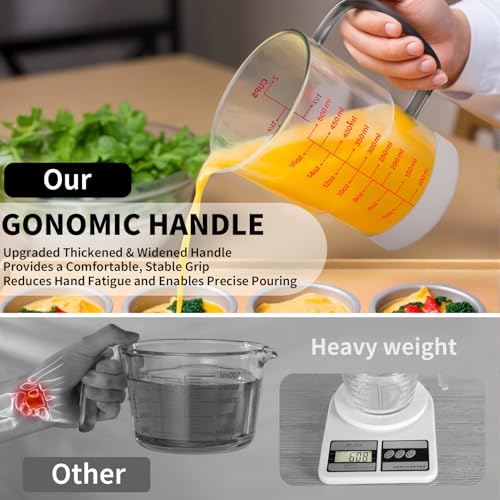 Newness 2-Cup Glass Measuring Cup For Baking and Cooking, (Upgraded, 3 Marking Including Cup/ML/Ounce Scale) Dishwasher, Freezer, Microwave, and Preheated Oven Safe, Essential Kitchen Tools - Image 5