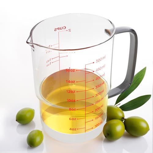 Newness 2-Cup Glass Measuring Cup For Baking and Cooking, (Upgraded, 3 Marking Including Cup/ML/Ounce Scale) Dishwasher, Freezer, Microwave, and Preheated Oven Safe, Essential Kitchen Tools - Image 1