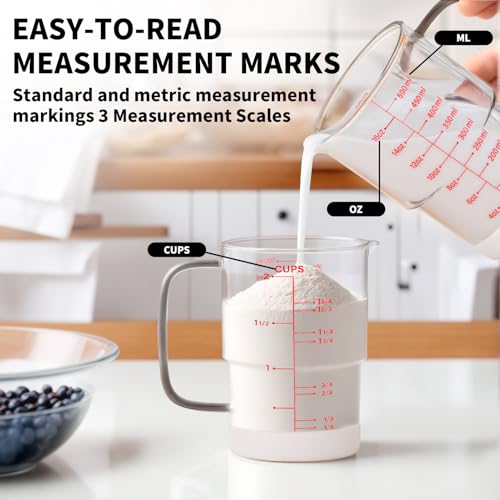 Newness 2-Cup Glass Measuring Cup For Baking and Cooking, (Upgraded, 3 Marking Including Cup/ML/Ounce Scale) Dishwasher, Freezer, Microwave, and Preheated Oven Safe, Essential Kitchen Tools - Image 2
