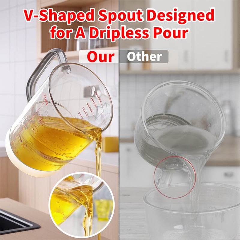 Newness 2-Cup Glass Measuring Cup For Baking and Cooking, (Upgraded, 3 Marking Including Cup/ML/Ounce Scale) Dishwasher, Freezer, Microwave, and Preheated Oven Safe, Essential Kitchen Tools - Image 4