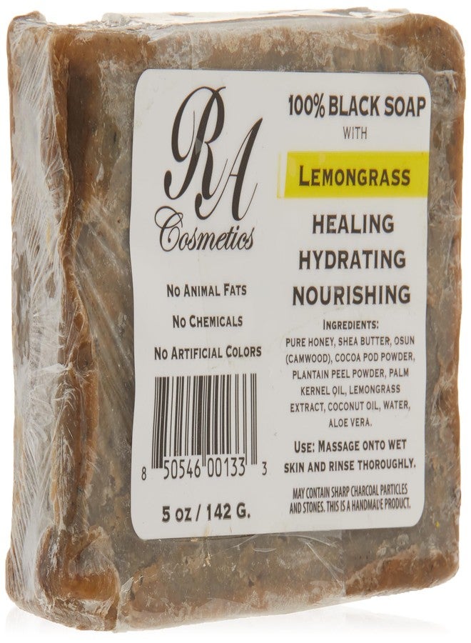 RA Cosmetics 100% Black Soap, Lemon Grass, 5 oz - Image 1