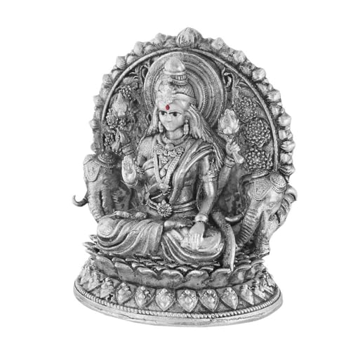 PRD CARATCAFE Silver 925 Gajalakshmi Idol Statue, Goddess Maha Laxmi with Elephants Murti Solid Silver for Home Pooja & Gift Article for Home Decor, Hindu Deity Statue, (35-40 GMS) Small Size. - Image 2