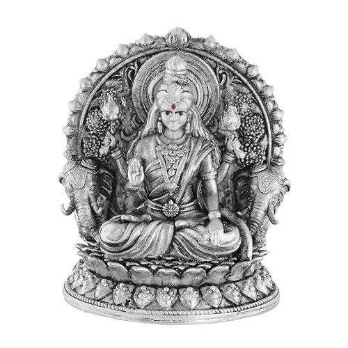 PRD CARATCAFE Silver 925 Gajalakshmi Idol Statue, Goddess Maha Laxmi with Elephants Murti Solid Silver for Home Pooja & Gift Article for Home Decor, Hindu Deity Statue, (35-40 GMS) Small Size. - Image 1