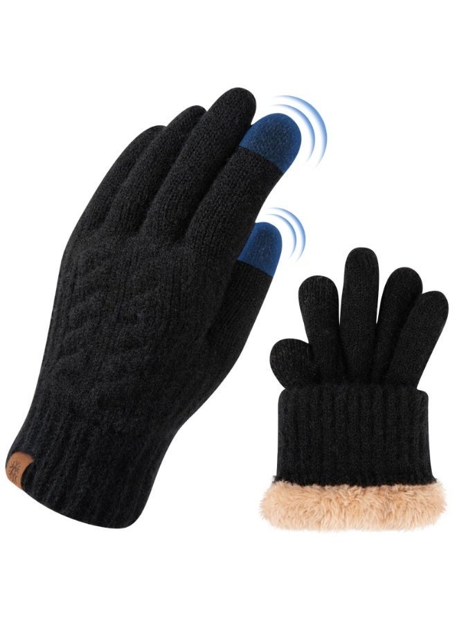 Arabest Winter Gloves for Men Women - Warm TouchScreen Cold Weather Gloves, Knit Lining Thermal Elastic Mittens for Running Driving, Wool Knit Thermal Adults Gloves for Driving Texting - Image 1