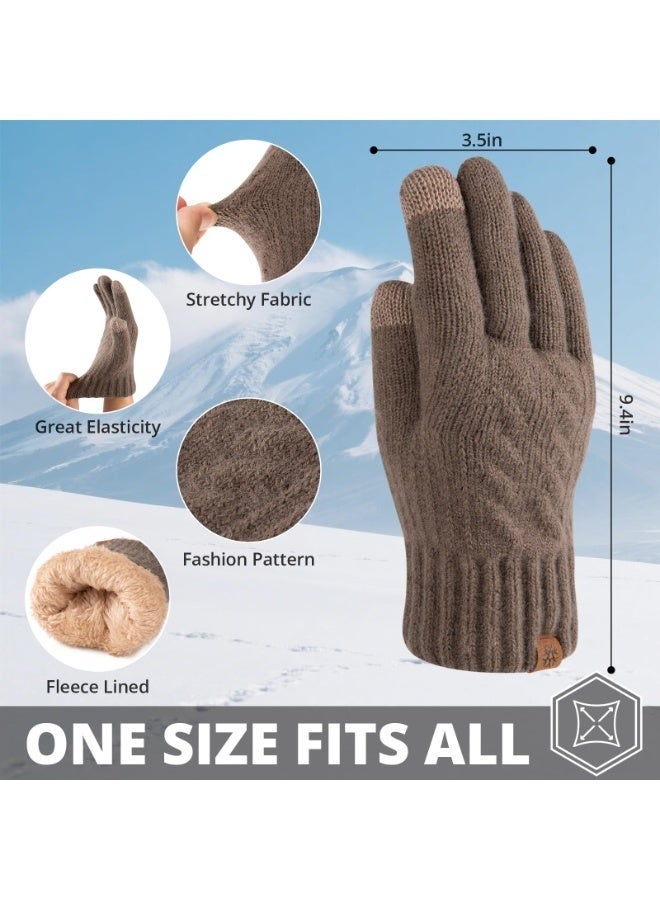 Arabest Winter Gloves for Men Women - Warm TouchScreen Cold Weather Gloves, Knit Lining Thermal Elastic Mittens for Running Driving, Wool Knit Thermal Adults Gloves for Driving Texting - Image 5