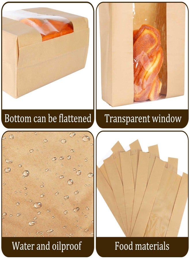 Dualshine 100 Pack Large Kraft Bread Bags with Window Bread Bags for Homemade Bread Sourdough and 500 Pcs Seal Stickers Bakery Food Packaging Storage Cookie Bag Bread （14" x 8.3" x 3.3"） - Image 5