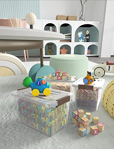 WYT 6-Pack Clear 7 Quart Storage Latch Box/Bins, Plastic Stackable Latching Box with Brown Handle and Lid, Multi-Purpose, 7 Litre - Image 4