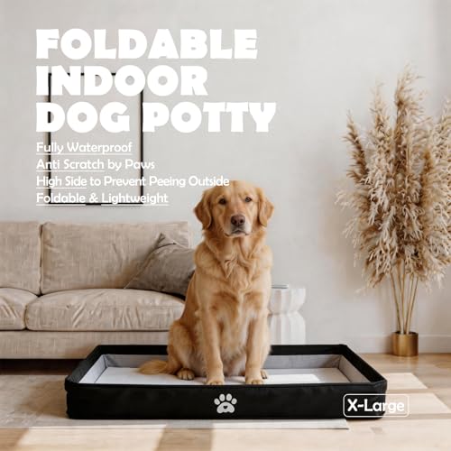 MEEXPAWS Dog Pee Pad Holder Tray Foldable, Puppy Pad Holder Liner Base High Side, Litter Box Indoor for Large Dog 44’’x33’’, Training Pad Holder Leak-Proof, Potty Easy Clean - Image 2