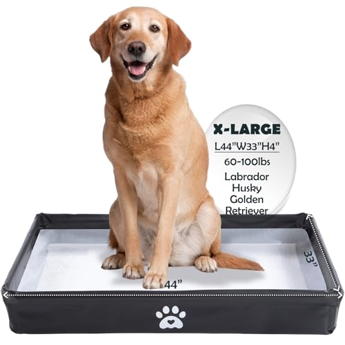 MEEXPAWS Dog Pee Pad Holder Tray Foldable, Puppy Pad Holder Liner Base High Side, Litter Box Indoor for Large Dog 44’’x33’’, Training Pad Holder Leak-Proof, Potty Easy Clean - Image 1
