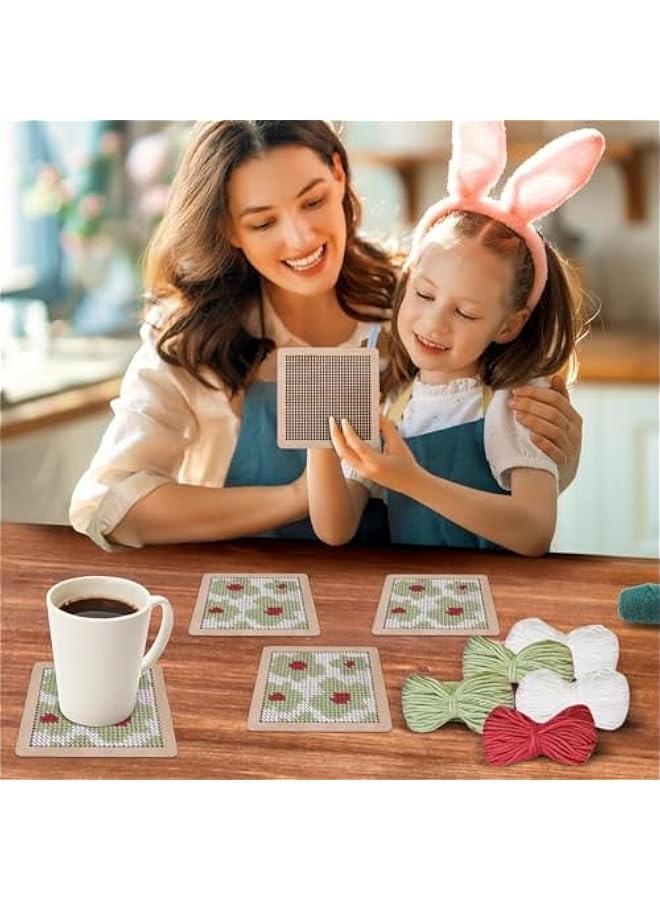 Needle Coaster Set, Embroidery Yarn Kit, Needlepoint Stitching Kit, Needlepoint Coaster, Hand Embroidery Coaster Kit, Coaster Making Kit, Needlepoint Craft Kit - Image 4