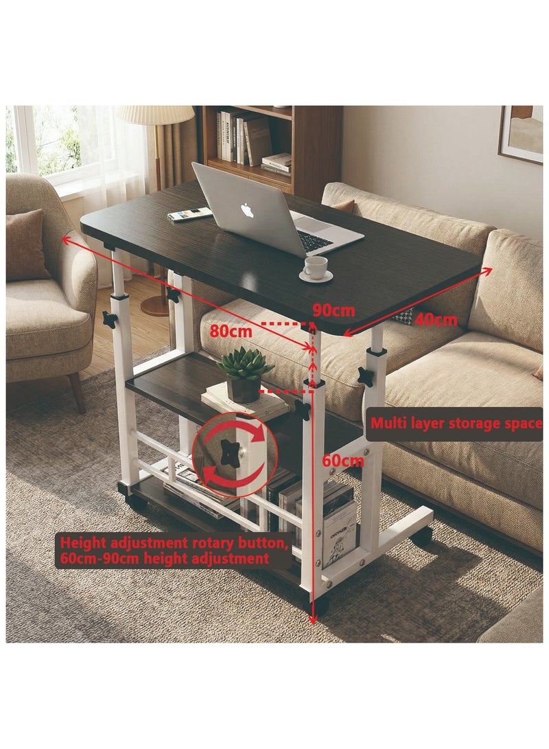 Yolu Adjustable Home Office Desk,Portable Bedside Laptop Table, Height-Adjustable Study Computer Desk for Small Spaces, Movable Sofa Side Table on Wheels - Image 3