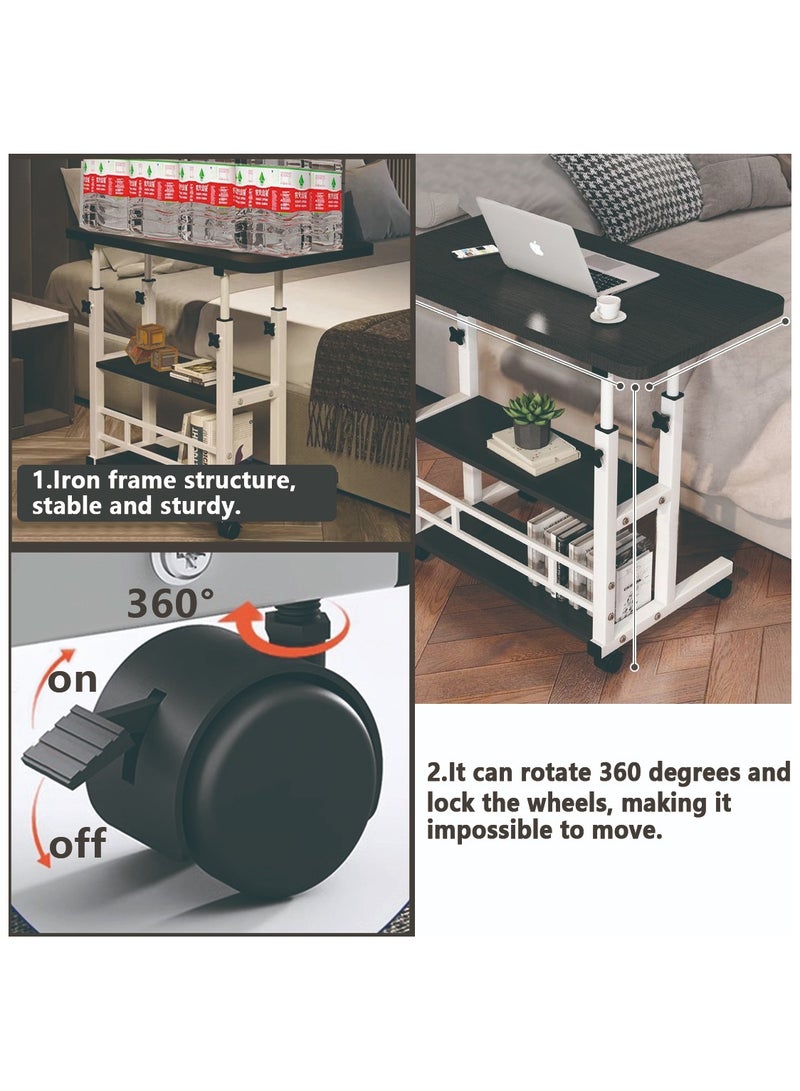 Yolu Adjustable Home Office Desk,Portable Bedside Laptop Table, Height-Adjustable Study Computer Desk for Small Spaces, Movable Sofa Side Table on Wheels - Image 4