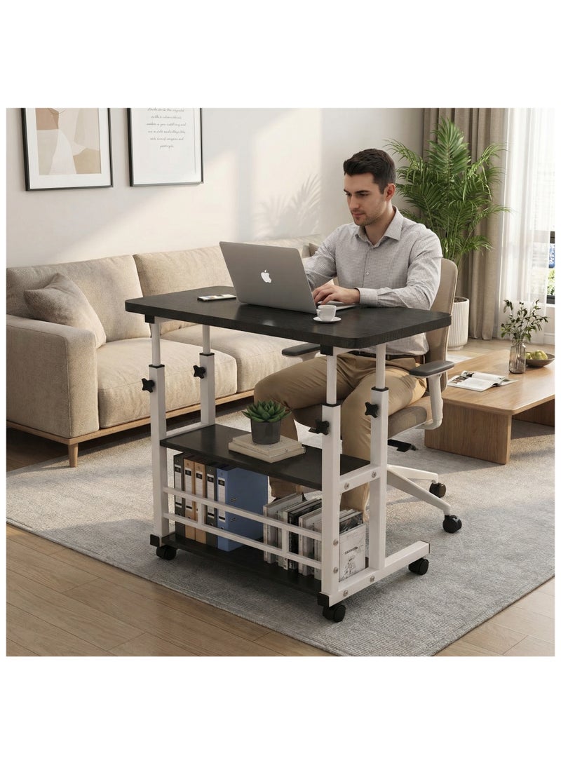 Yolu Adjustable Home Office Desk,Portable Bedside Laptop Table, Height-Adjustable Study Computer Desk for Small Spaces, Movable Sofa Side Table on Wheels - Image 5