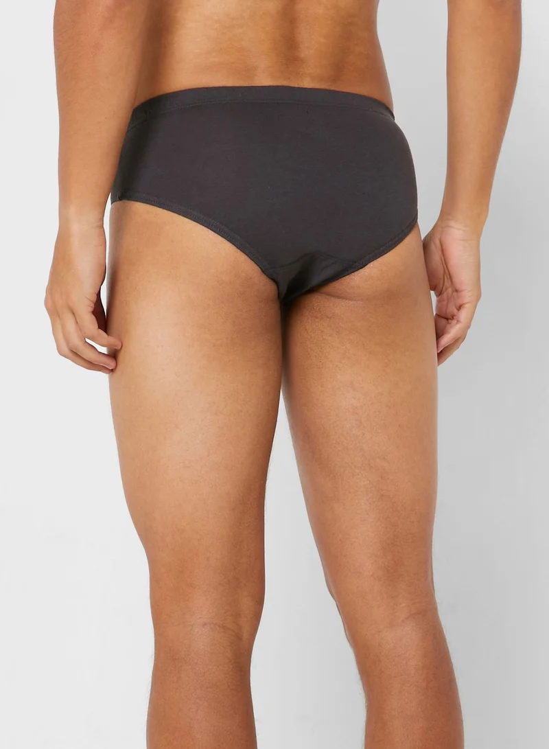 Seventy Five Basics 3 Pack Tab On Waist French Briefs With Antibacterial Finish