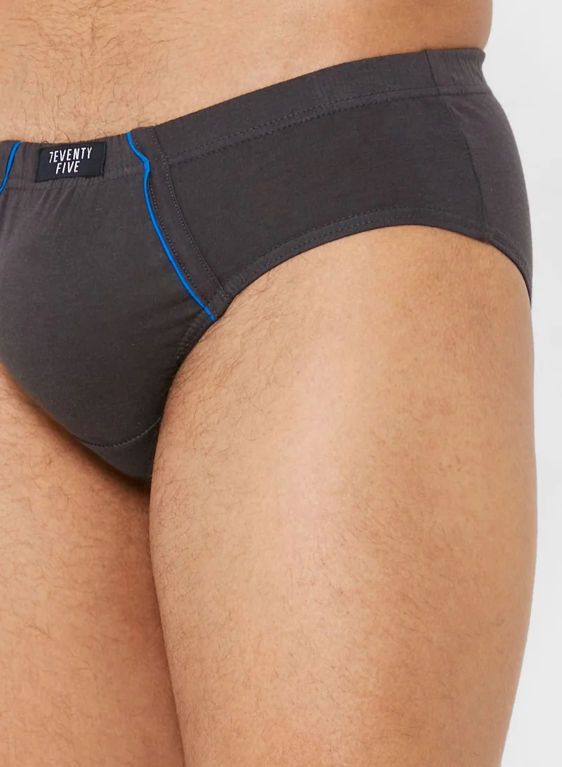 Seventy Five Basics 3 Pack Tab On Waist French Briefs With Antibacterial Finish