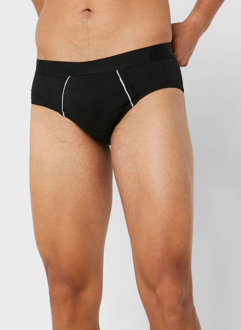 Seventy Five Basics 3 Pack Tab On Waist French Briefs With Antibacterial Finish