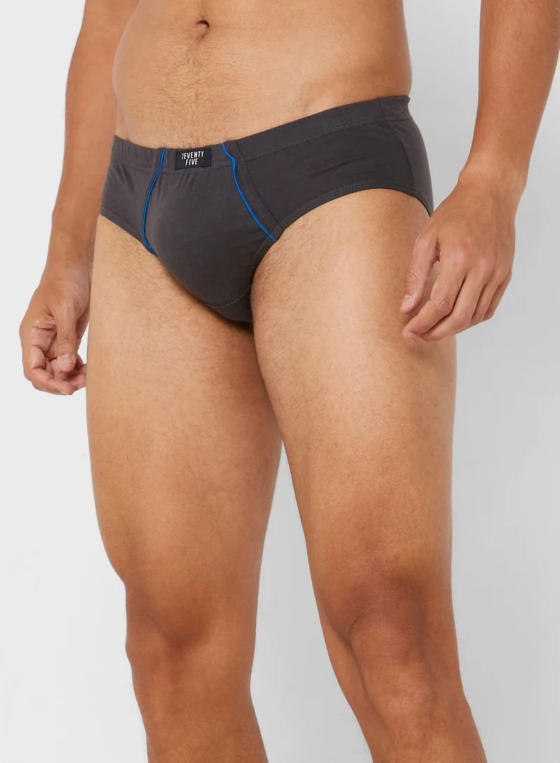 Seventy Five Basics 3 Pack Tab On Waist French Briefs With Antibacterial Finish