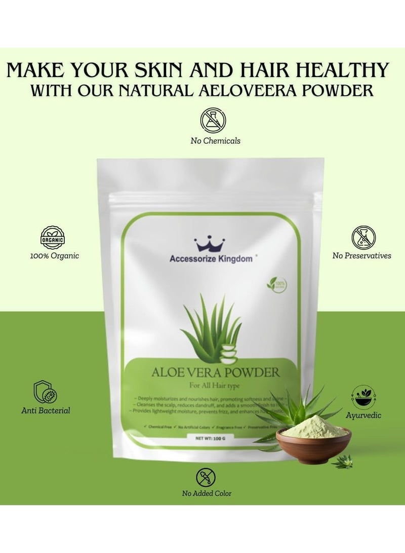 Accessories 22 Aloe Vera Powder (100gm) â€“ 100% Natural | Suitable for Hair & Skin | Hydrates Scalp, Reduces Dandruff & Nourishes Skin | Soothes Irritation, Brightens & Moisturizes | Chemical-Free - Image 2