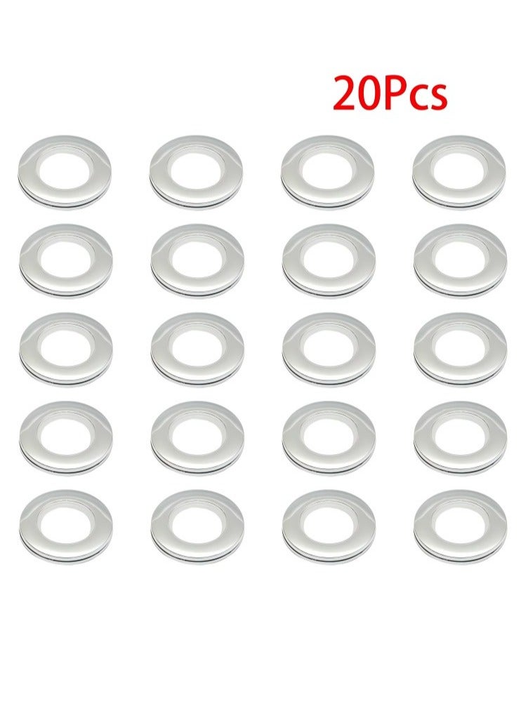 جِيجل جوي 20 PCS الحلقات الستار البلاستيكية ، حلقات عيينة الستار ABS ، حلقات مستديرة ، قطر داخلي 1-9/16 "(40 مم) ، قطر خارجي 2.91" (74 ملم) ، لقضبان ستارة النافذة (الفضة الساطعة) - Image 2