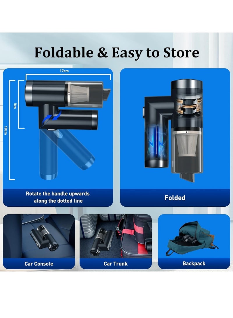 SYOSI 2 in 1 Cordless Handheld Vacuum Cleaner and Air Duster, 8Kpa Foldable Mini Vacuum Rechargeable 52000RPM Air Duster Car Vacuum Portable Keyboard Cleaner Air Blower for Computer/Car/House - Image 3
