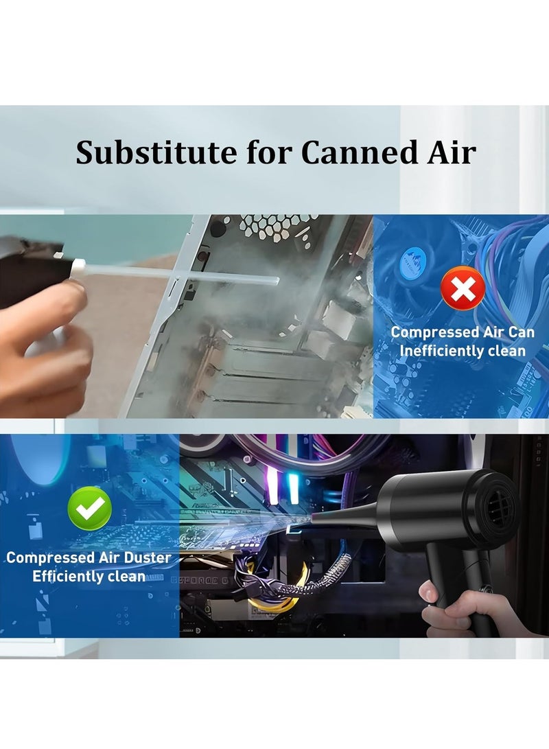 SYOSI 2 in 1 Cordless Handheld Vacuum Cleaner and Air Duster, 8Kpa Foldable Mini Vacuum Rechargeable 52000RPM Air Duster Car Vacuum Portable Keyboard Cleaner Air Blower for Computer/Car/House - Image 5