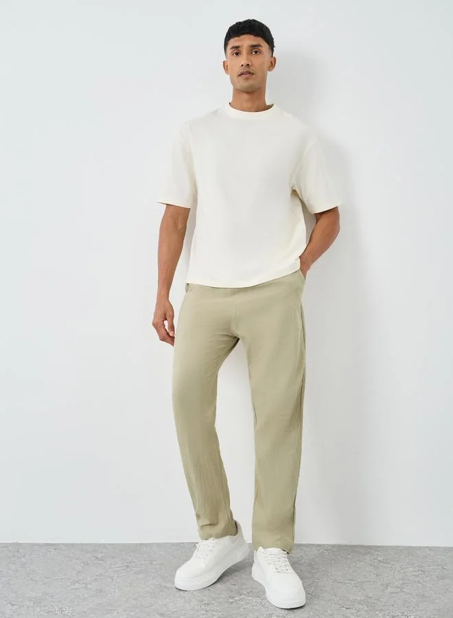 ستايلي Styli Relaxed Fit Drawstring Waist Woven Pants