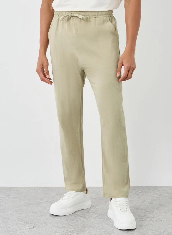 ستايلي Styli Relaxed Fit Drawstring Waist Woven Pants