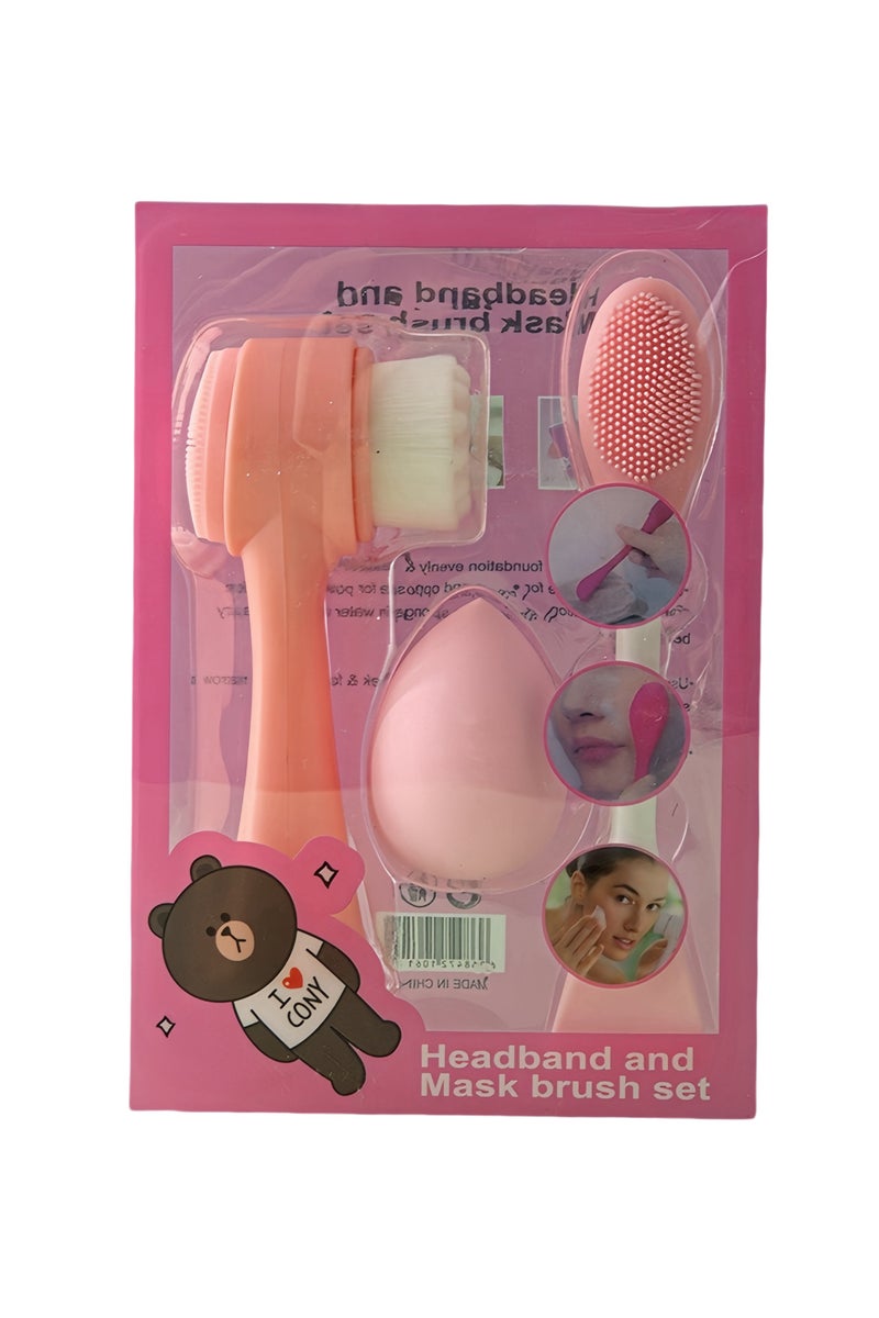 Generic 3Pcs Set, 2 In 1 Facial Cleansing Brush, Double Head Silicone Mask Brush, Beauty Egg, Facial Cleansing,clean blackheads, Manual Face Wash Brush Skin Care Massage - Image 1