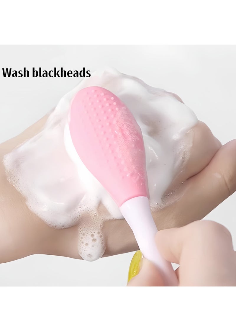 3Pcs Set, 2 In 1 Facial Cleansing Brush, Double Head Silicone Mask Brush, Beauty Egg, Facial Cleansing,clean blackheads, Manual Face Wash Brush Skin Care Massage - Image 3