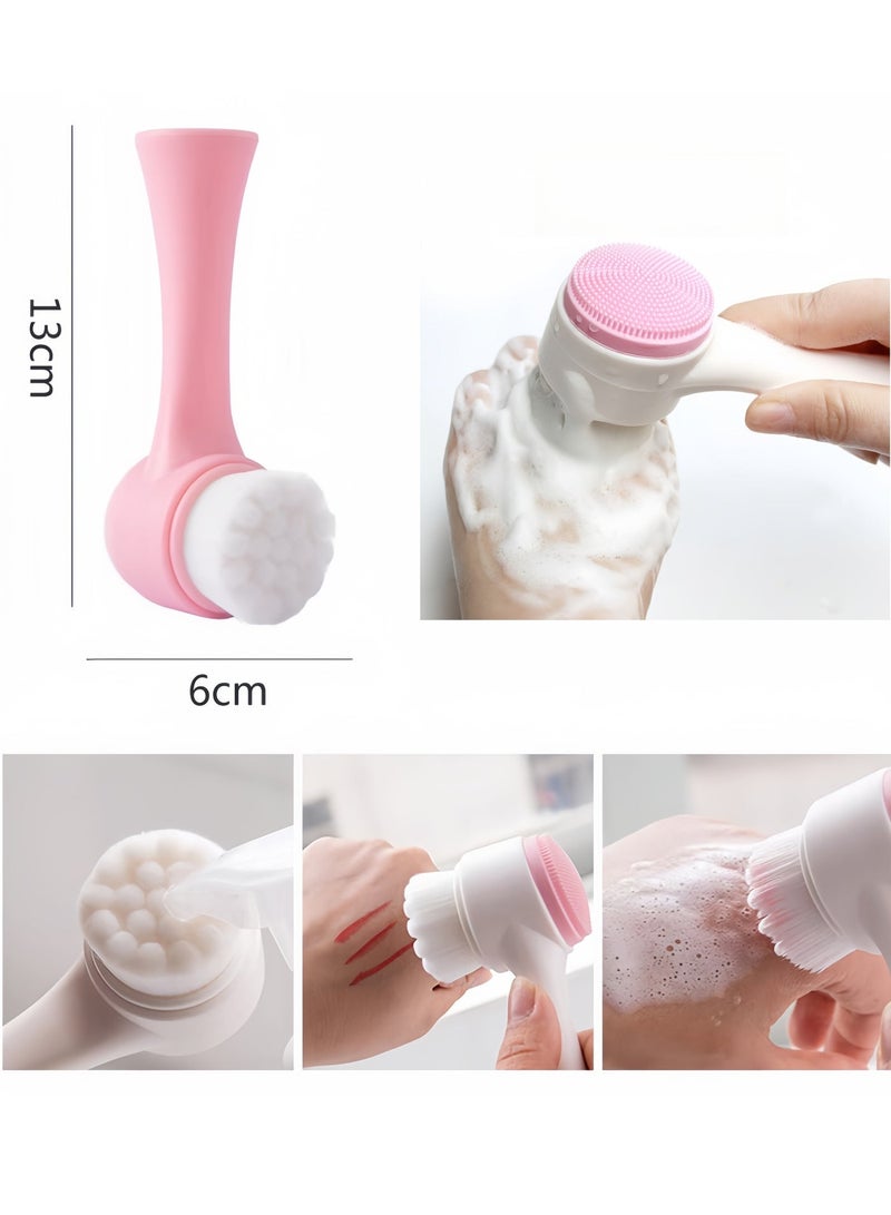 3Pcs Set, 2 In 1 Facial Cleansing Brush, Double Head Silicone Mask Brush, Beauty Egg, Facial Cleansing,clean blackheads, Manual Face Wash Brush Skin Care Massage - Image 4