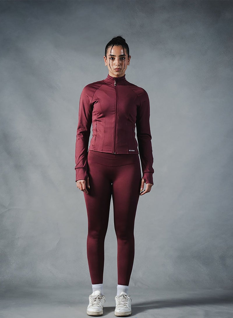 Beyond Sportswear Women's Burgundy Compression Jacket - Image 2