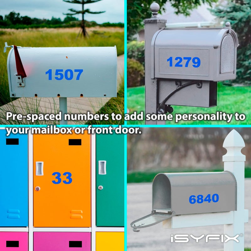 iSYFIX Blue Vinyl Numbers Stickers - 3 Inch Self Adhesive - 2 Sets - Premium Decal Die Cut and Pre-Spaced for Mailbox, Signs, Window, Door, Cars, Trucks, Home, Business, Address Number, Indoor or Outdoor - Image 2