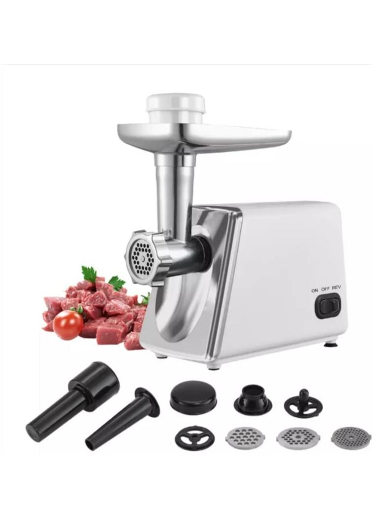 NTECH Electric Meat Grinder Meat Mixer 1000W For Home Kitchens For Butcher Shops or Catering Industry White Silver - Image 4