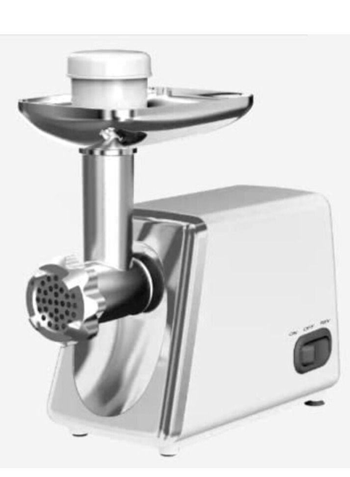 NTECH Electric Meat Grinder Meat Mixer 1000W For Home Kitchens For Butcher Shops or Catering Industry White Silver - Image 2