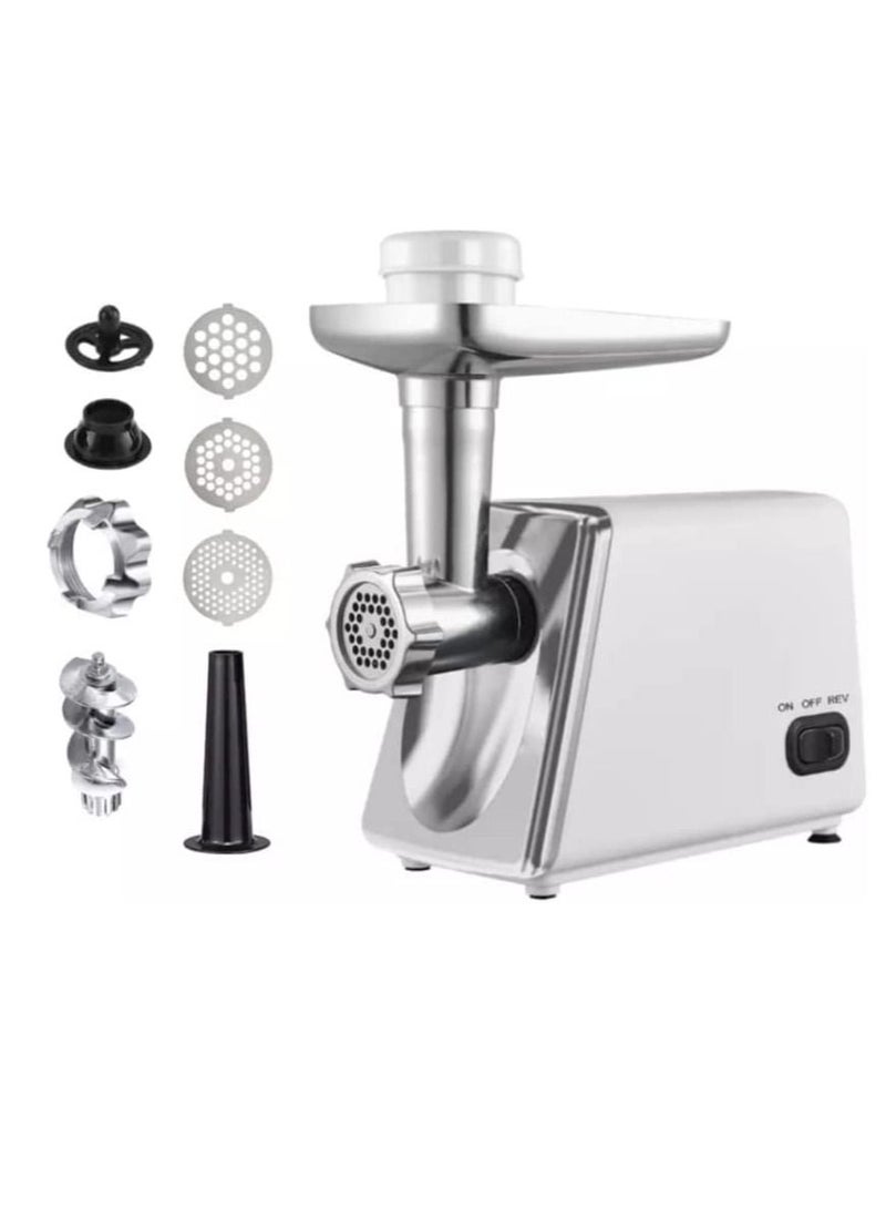 NTECH Electric Meat Grinder Meat Mixer 1000W For Home Kitchens For Butcher Shops or Catering Industry White Silver - Image 3