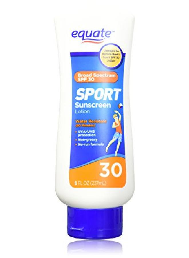 Equate لوشن الوقاية من الشمس الرياضي بعامل حماية من الشمس 30، 8 أونصات، مقارنة بمستحضر Banana Boat Sport - Image 1
